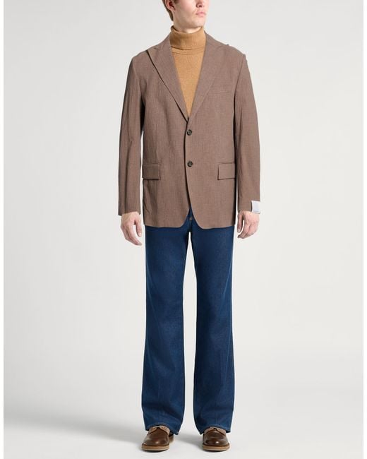 Paolo Pecora Brown Blazer Cotton, Elastane for men