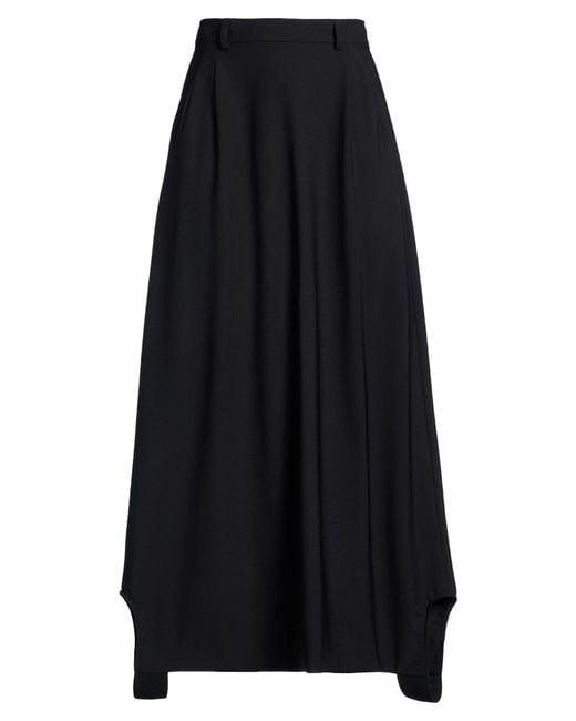 ALAINPAUL Black Maxi Skirt Virgin Wool, Polyamide, Elastane