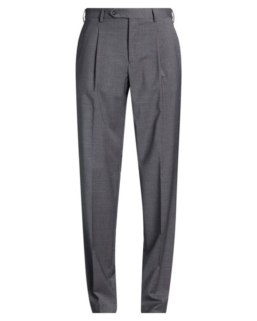 Paoloni Gray Pants Wool, Elastane for men