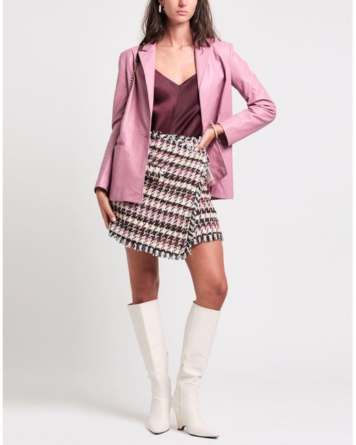 Shirtaporter Pink Mini Skirt Polyester, Cotton, Virgin Wool, Viscose