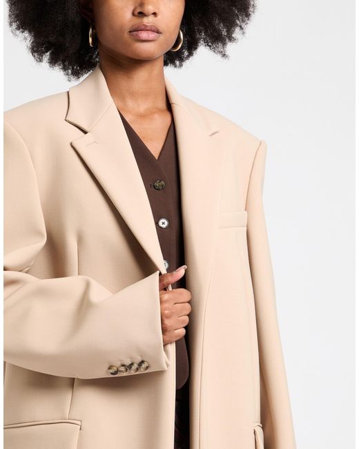 Sportmax Natural Coat Polyester, Virgin Wool, Elastane
