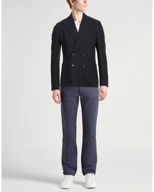 Paoloni Blue Blazer Linen, Cotton for men