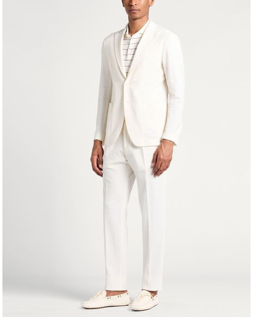 Tagliatore White Ivory Suit Cotton, Elastane, Polyamide for men