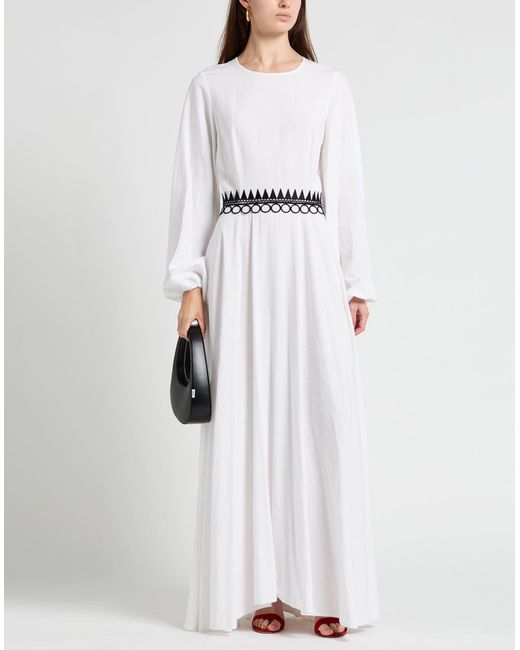 5 PROGRESS White Maxi Dress Viscose, Linen