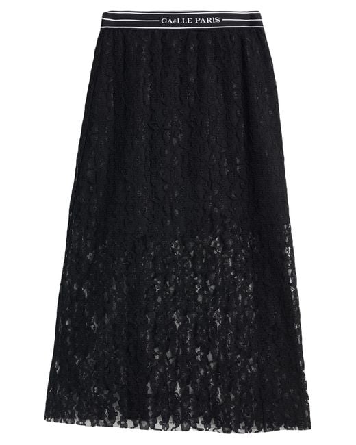 Gaelle Paris Black Midi Skirt Polyester, Polyamide, Viscose