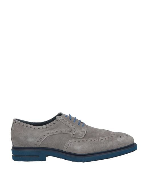FRANZINI Gray Lace-Up Shoes Leather for men