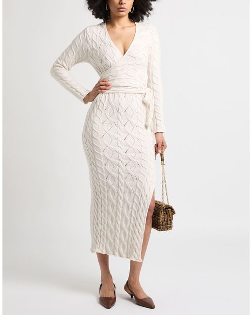 Akep White Maxi Dress Viscose, Polyester, Polyamide