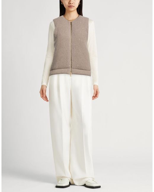 Fabiana Filippi Brown Vest Virgin Wool, Silk, Cashmere, Alpaca Wool, Polyester