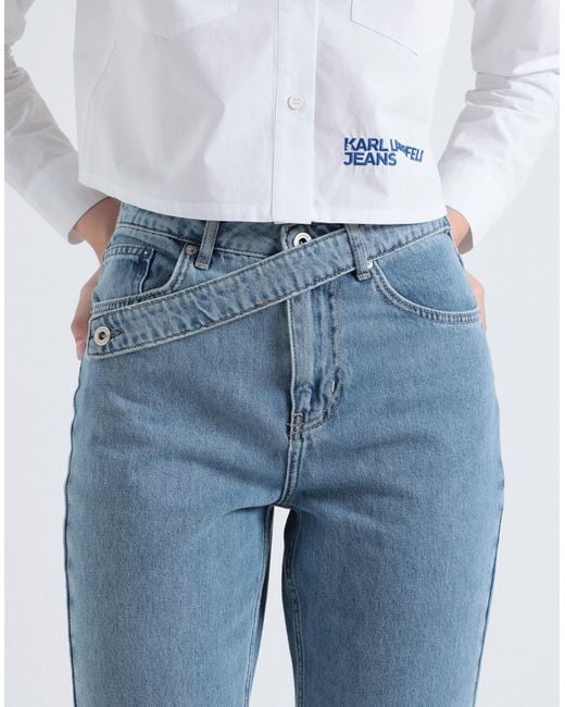 logo-print denim trousers