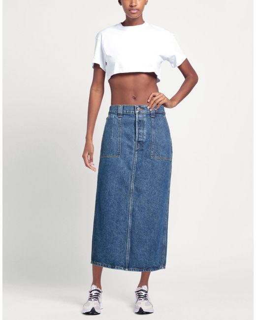Khaite Blue Denim Skirt Cotton