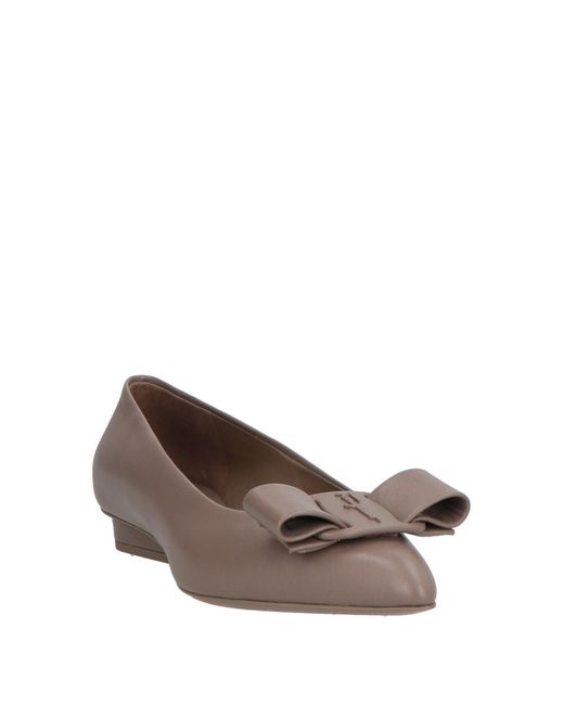 Ferragamo Brown Ballet Flats Lambskin