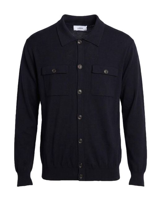 Lardini Blue Midnight Cardigan Wool, Silk, Cashmere for men