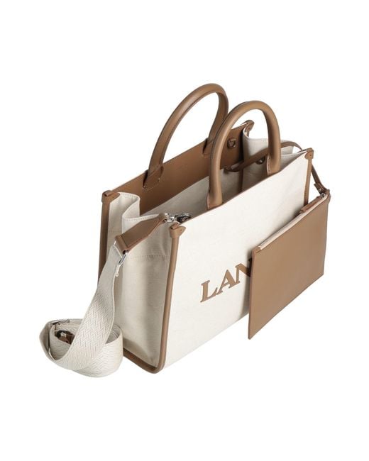 Lanvin Natural Khaki Handbag Cotton, Linen, Zamak, Brass, Calfskin