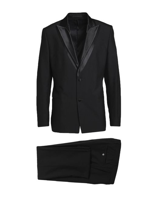 Versace Black Suit Wool, Viscose for men