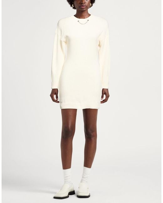 Moschino White Ivory Mini Dress Wool, Viscose, Polyamide, Cashmere