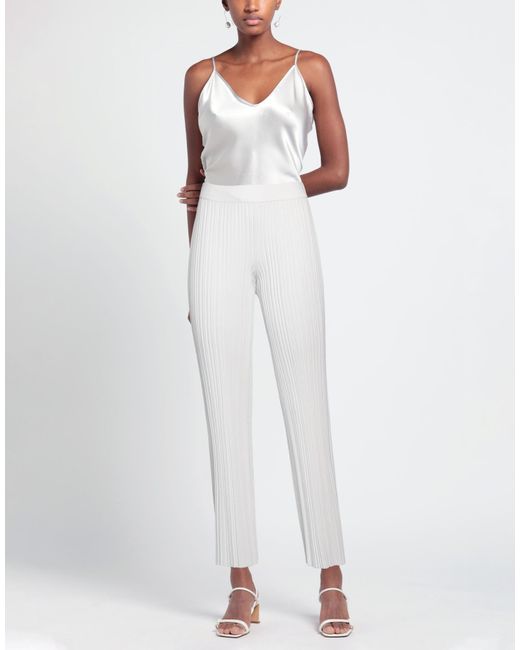 Mrz White Pants Viscose, Polyester