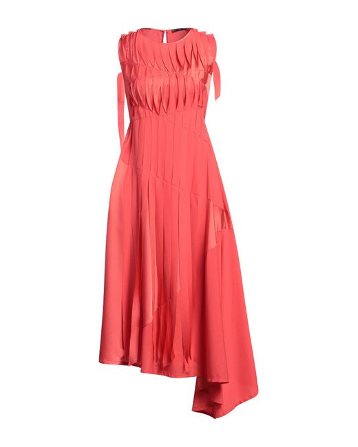 High Red Midi Dress Polyester