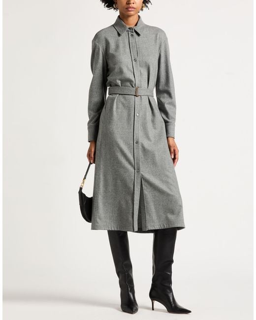 Agnona Gray Midi Dress Wool, Cashmere, Elastane