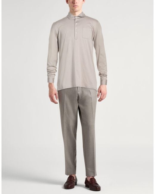 Moorer Gray Taupe Polo Shirt Cotton for men