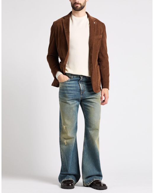 L.b.m. 1911 Brown Blazer Cotton, Elastane for men
