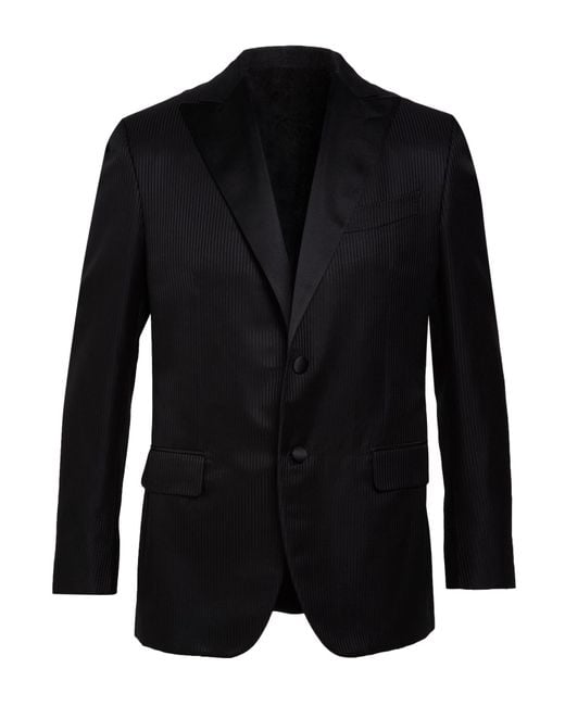 Caruso Black Blazer Wool, Silk for men