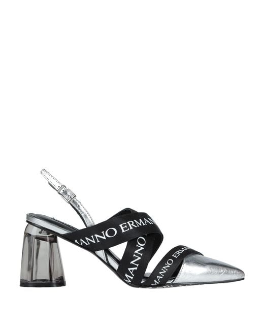 ERMANNO FIRENZE White Pumps Soft Leather, Textile Fibers