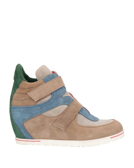Pas De Rouge Blue Taupe Sneakers Leather
