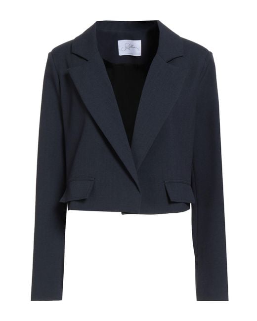 Soallure Blue Blazer Polyester, Viscose, Elastane