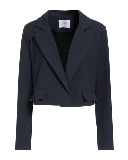 Soallure Blue Blazer Polyester, Viscose, Elastane