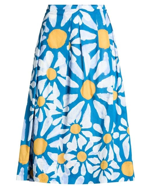 Marni Blue Azure Midi Skirt Cotton