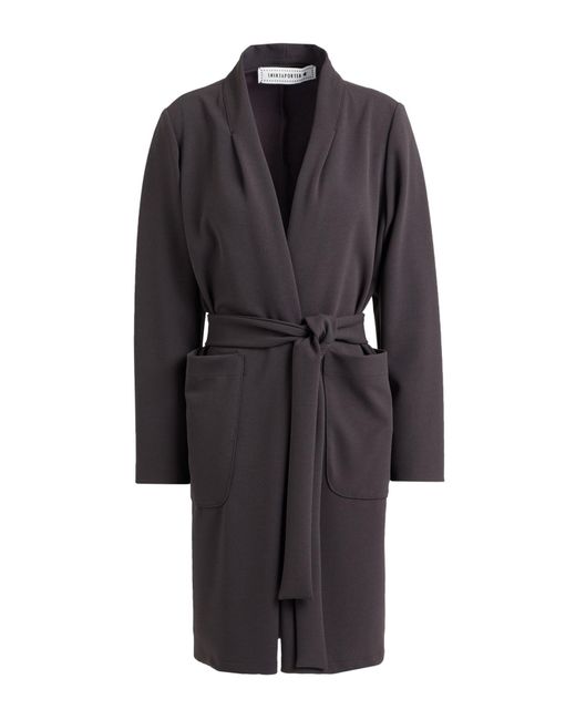 Shirtaporter Gray Overcoat & Trench Coat Polyester, Viscose, Elastane