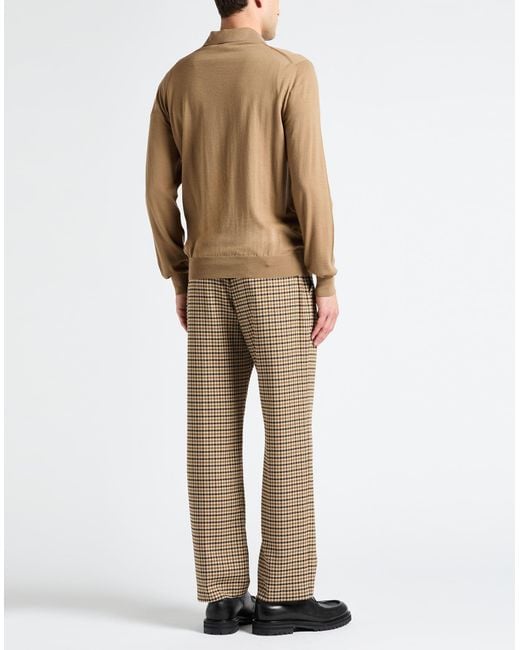 Fendi Brown Camel Cardigan Wool, Elastane for men