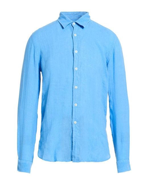 120% Lino Blue Shirt Linen for men