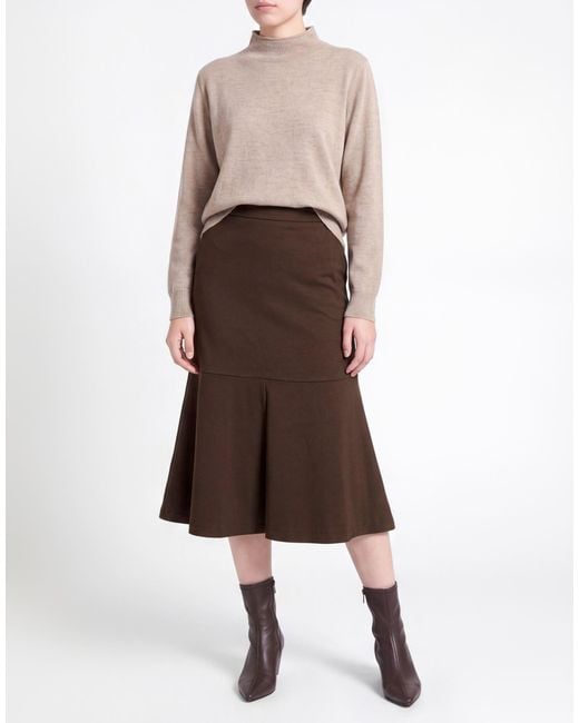 Kaos Brown Midi Skirt Viscose, Polyamide, Elastane