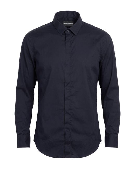 Emporio Armani Blue Sky Shirt Cotton, Polyamide, Elastane for men