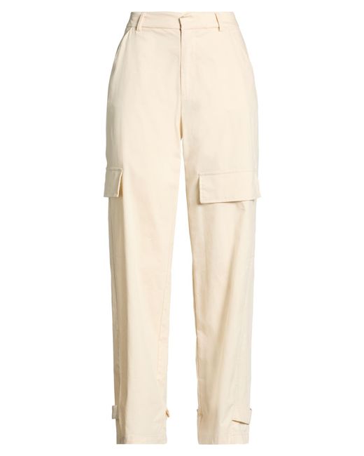 Soallure Natural Ivory Pants Cotton, Polyamide, Elastane
