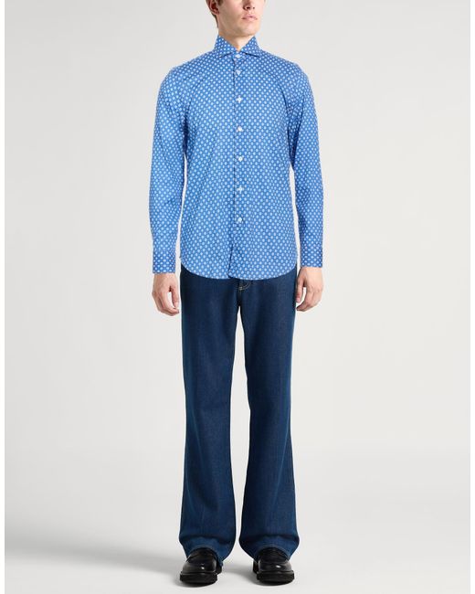 Fedeli Blue Shirt Cotton, Elastane for men