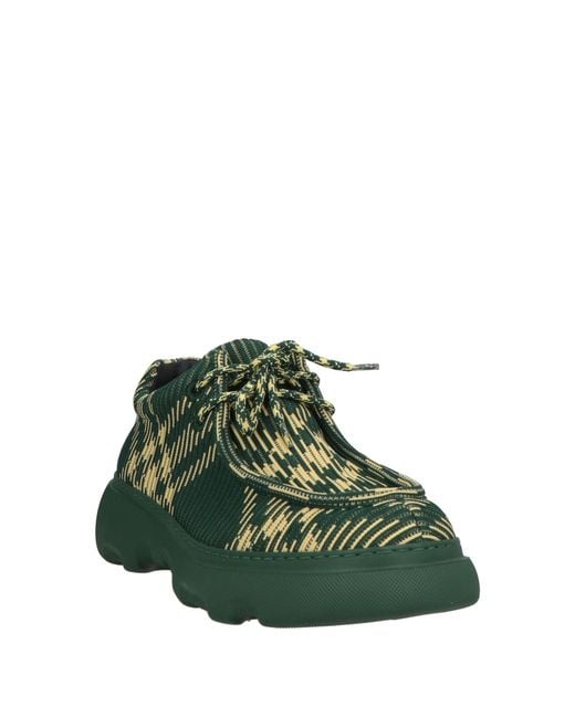 Burberry Green Lace-Up Shoes Textile Fibers for men