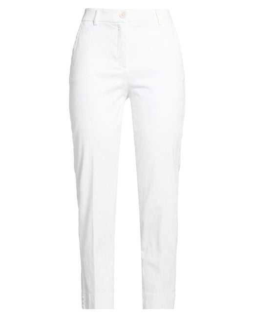 Via Masini 80 White Pants Cotton, Elastomultiester, Elastane