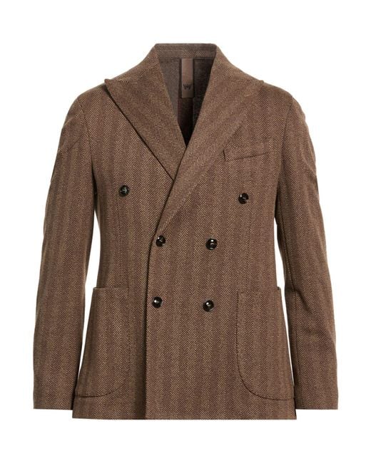 MULISH Brown Blazer Polyester, Cotton for men