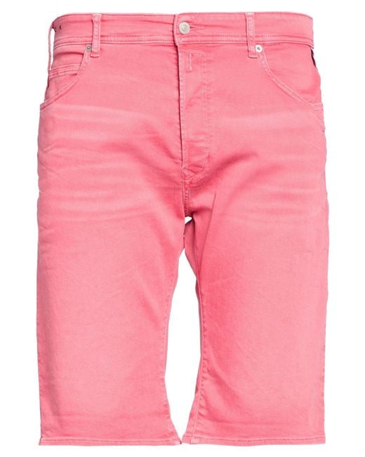 Replay Pink Denim Shorts Cotton, Elastane for men