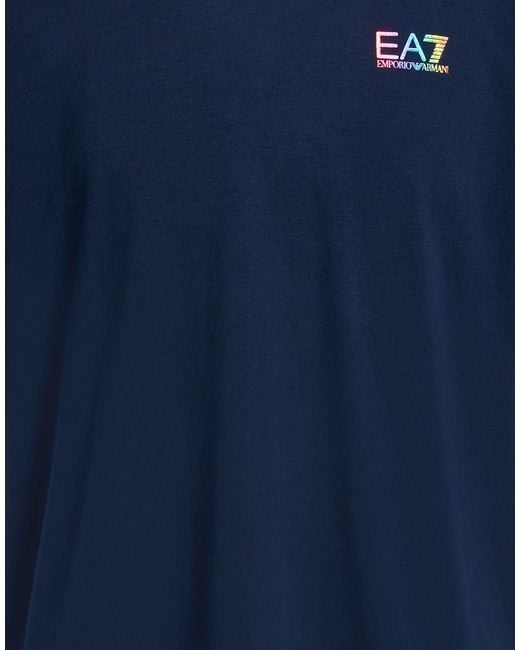 EA7 Blue T-Shirt Cotton, Elastane for men