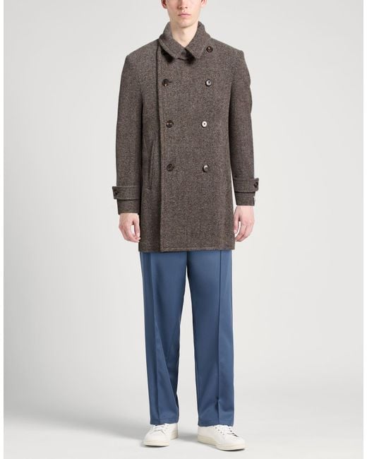 Caruso Brown Coat Wool, Polyester for men