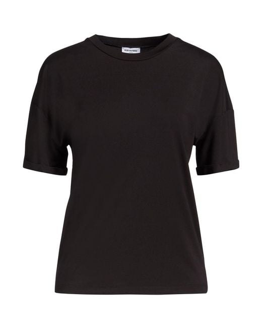 RUE DU BAC Black T-Shirt Viscose, Polyamide, Elastane