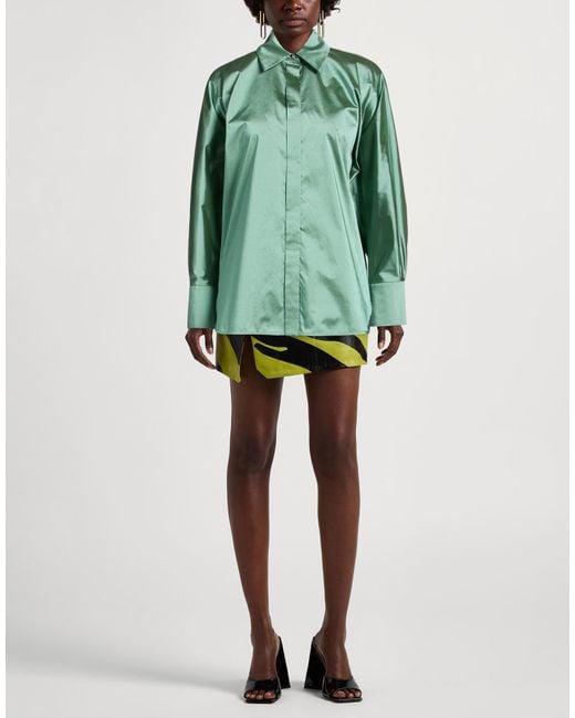 Max Mara Green Shirt Polyester, Silk