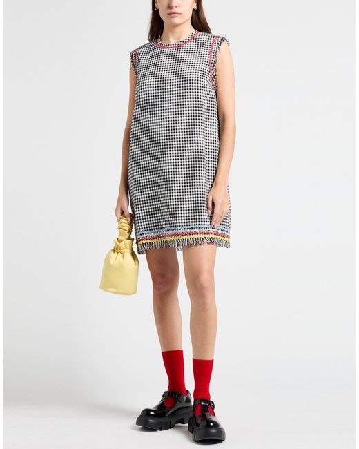 MSGM Gray Mini Dress Viscose, Linen, Polyester, Cotton