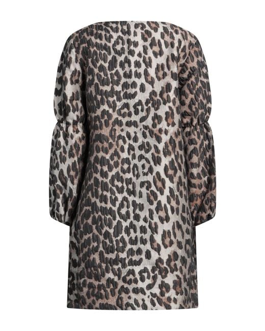 Ganni Gray Mini Dress Recycled Polyester, Polyester, Polyamide