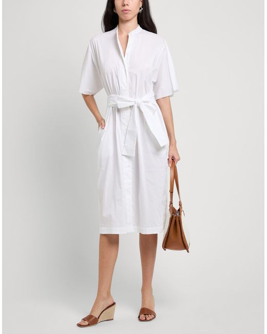 Liviana Conti White Midi Dress Cotton, Polyamide, Elastane