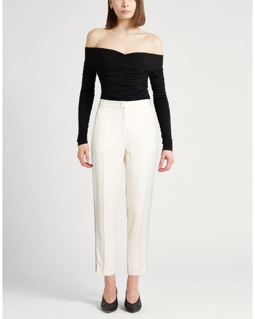 Aspesi White Cream Pants Acetate, Viscose