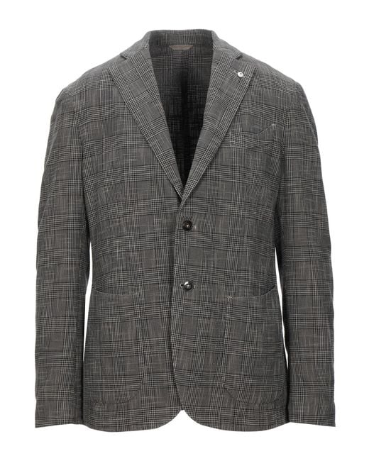 L.b.m. 1911 Gray Blazer Cotton, Silk for men